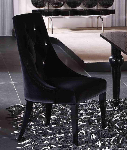 Set of Two Black Upholstered Velvet Dining Parsons Chairs - FurniFindUSA