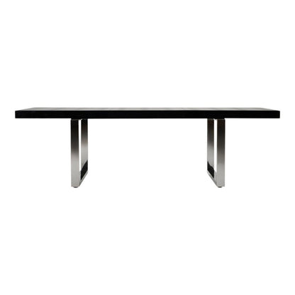 71" Black and Silver Wood and Stainless Steel Removable Leaf Sled Base Extendable Dining Table
