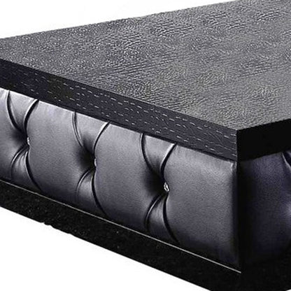 15" Black Leatherette Coffee Table With Crystals