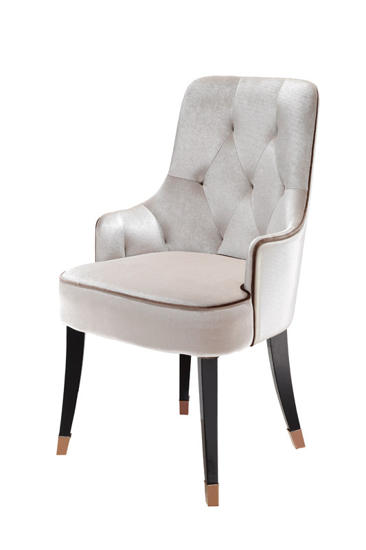 White And Black Upholstered Velvet Wing Back Dining Arm Chair - FurniFindUSA