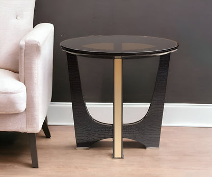 22" Black Glass Round End Table