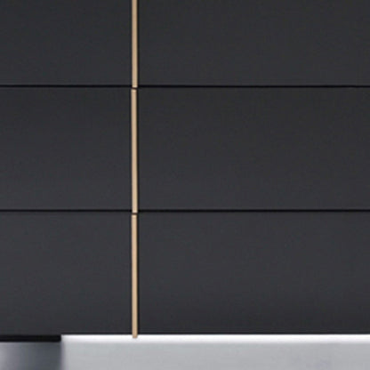 55" Black And Gold Solid Wood Six Drawer Double Dresser HomeRoots