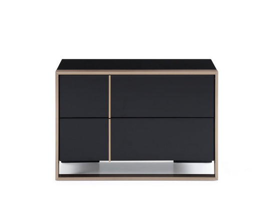 20" Black Wood Two Drawer Nightstand