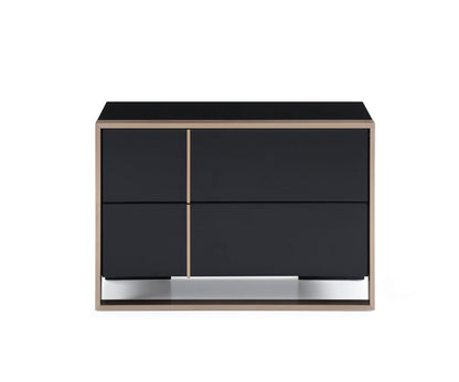 20" Black Wood Two Drawer Nightstand HomeRoots