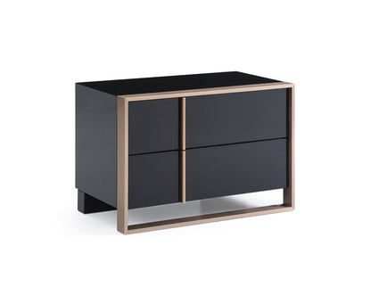 20" Black Wood Two Drawer Nightstand HomeRoots