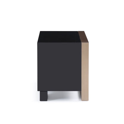 20" Black Wood Two Drawer Nightstand HomeRoots
