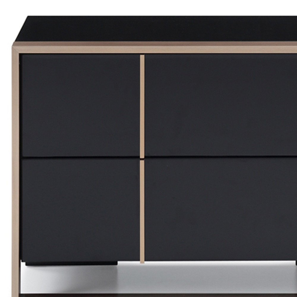 20" Black Wood Two Drawer Nightstand HomeRoots