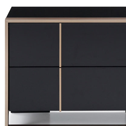 20" Black Wood Two Drawer Nightstand HomeRoots