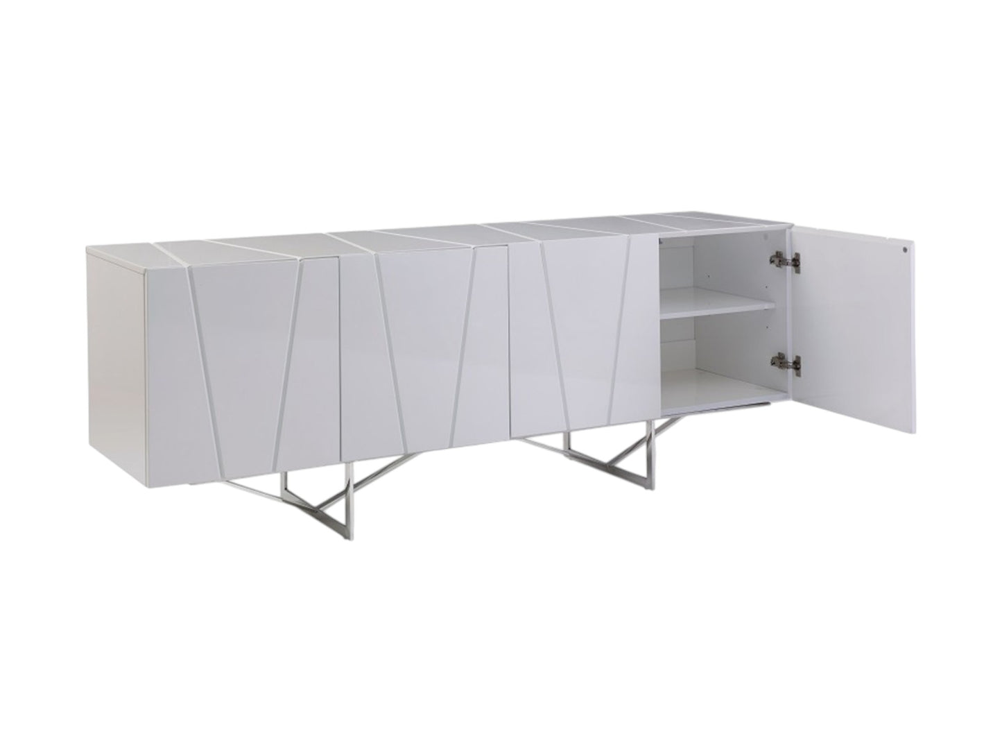 79" White Solid Wood Two Drawer Buffet Table with Four Doors