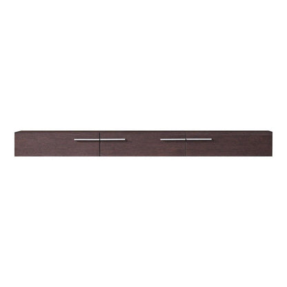 59" Brown Solid Wood Sideboard with Glass Doors HomeRoots
