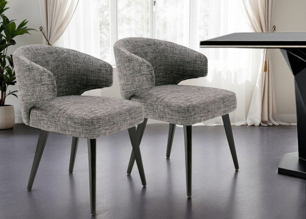 Gray and Black Upholstered Fabric Wing Back Dining Arm Chair HomeRoots