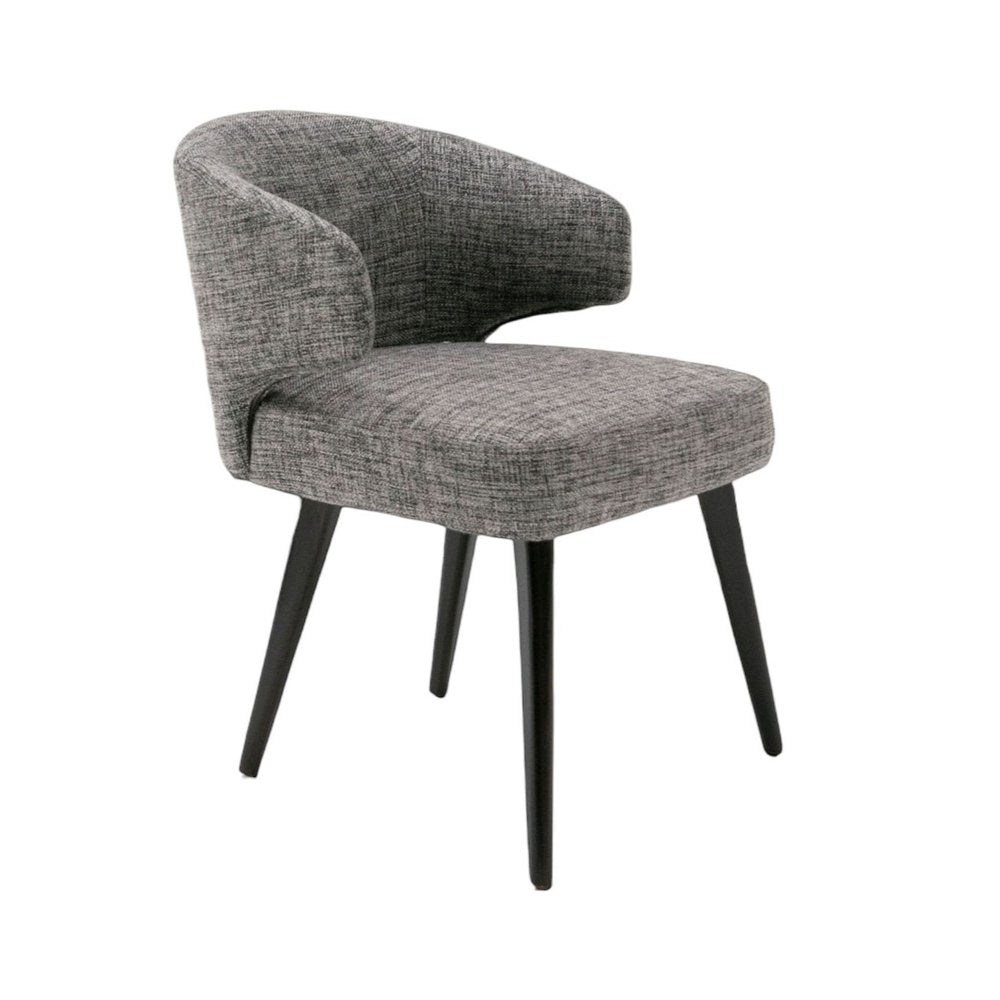 Gray and Black Upholstered Fabric Wing Back Dining Arm Chair HomeRoots