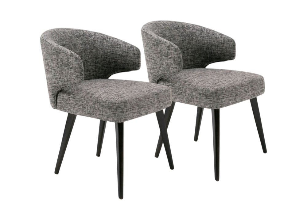 Gray and Black Upholstered Fabric Wing Back Dining Arm Chair HomeRoots