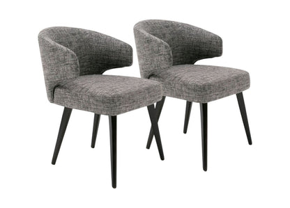 Gray and Black Upholstered Fabric Wing Back Dining Arm Chair HomeRoots