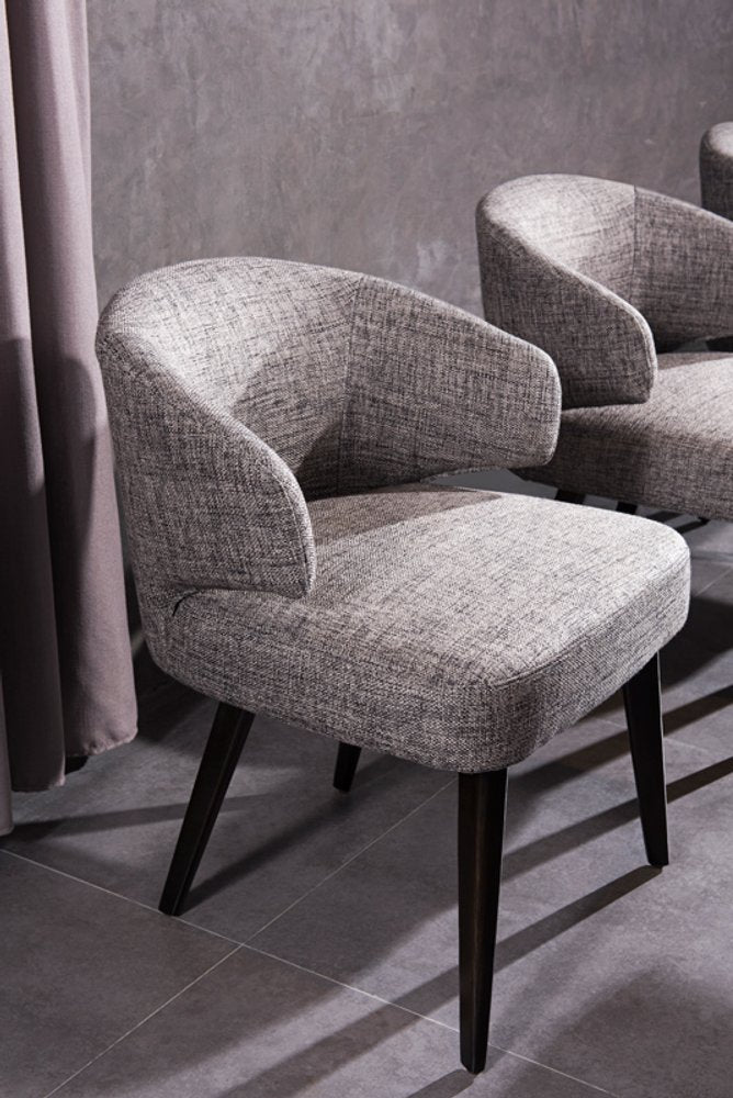 Gray and Black Upholstered Fabric Wing Back Dining Arm Chair HomeRoots