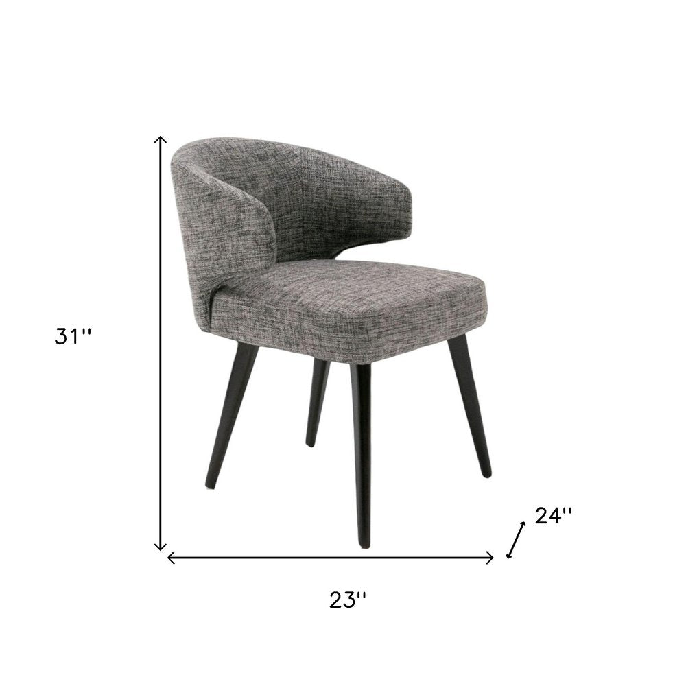 Gray and Black Upholstered Fabric Wing Back Dining Arm Chair HomeRoots
