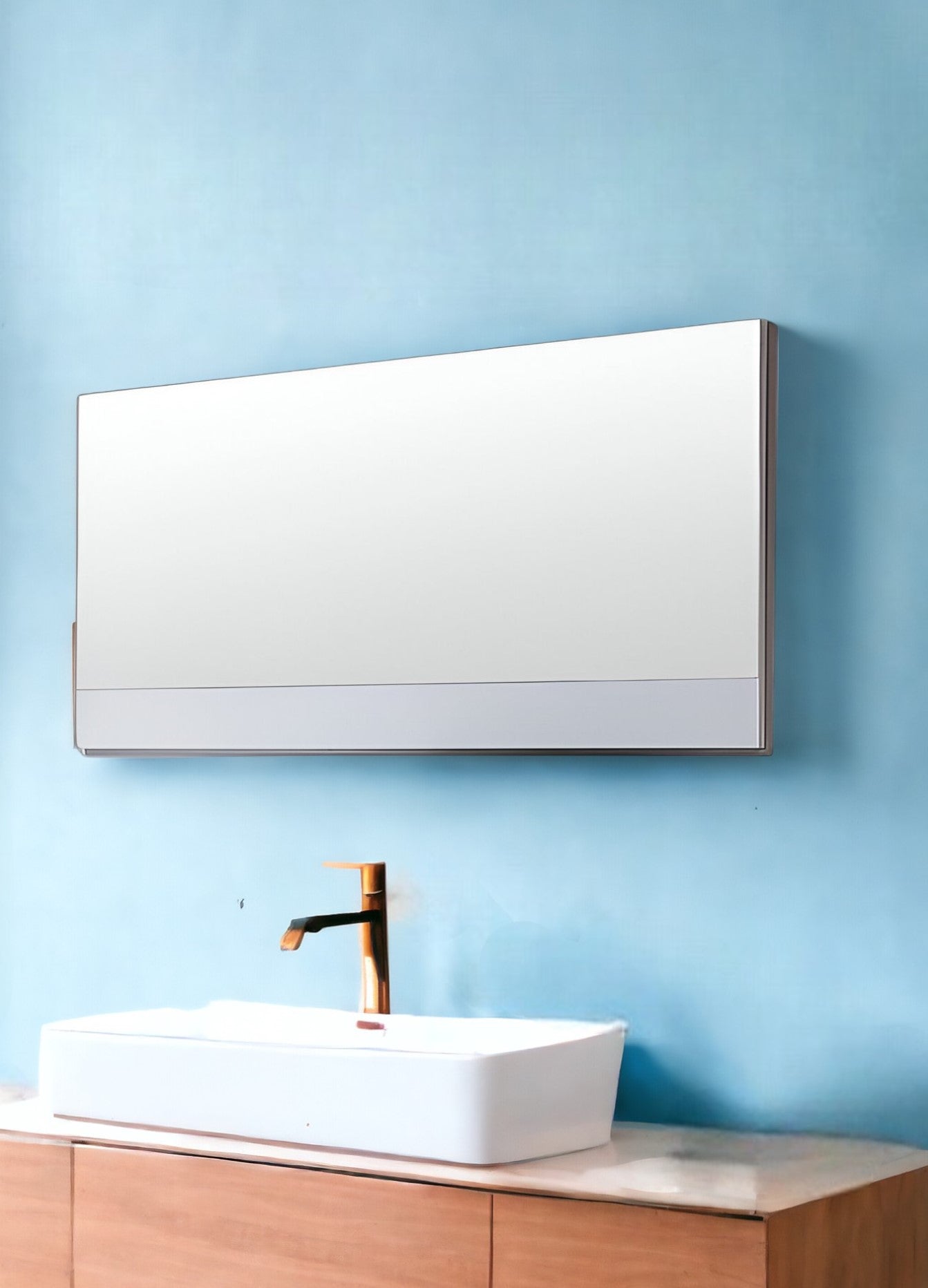 24" White Wood Framed Bathroom Vanity Mirror