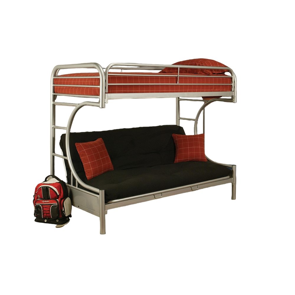 78" X 41" X 65" Twin Over Full Silver Metal Tube Bunk Bed HomeRoots