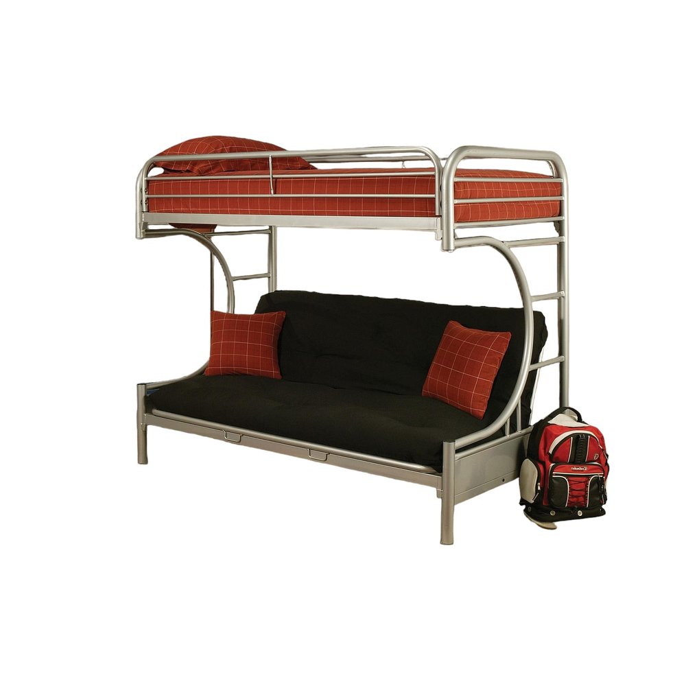 78" X 41" X 65" Twin Over Full Silver Metal Tube Bunk Bed HomeRoots