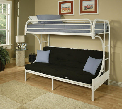 78" X 41" X 65" Twin Over Full Silver Metal Tube Bunk Bed - FurniFindUSA