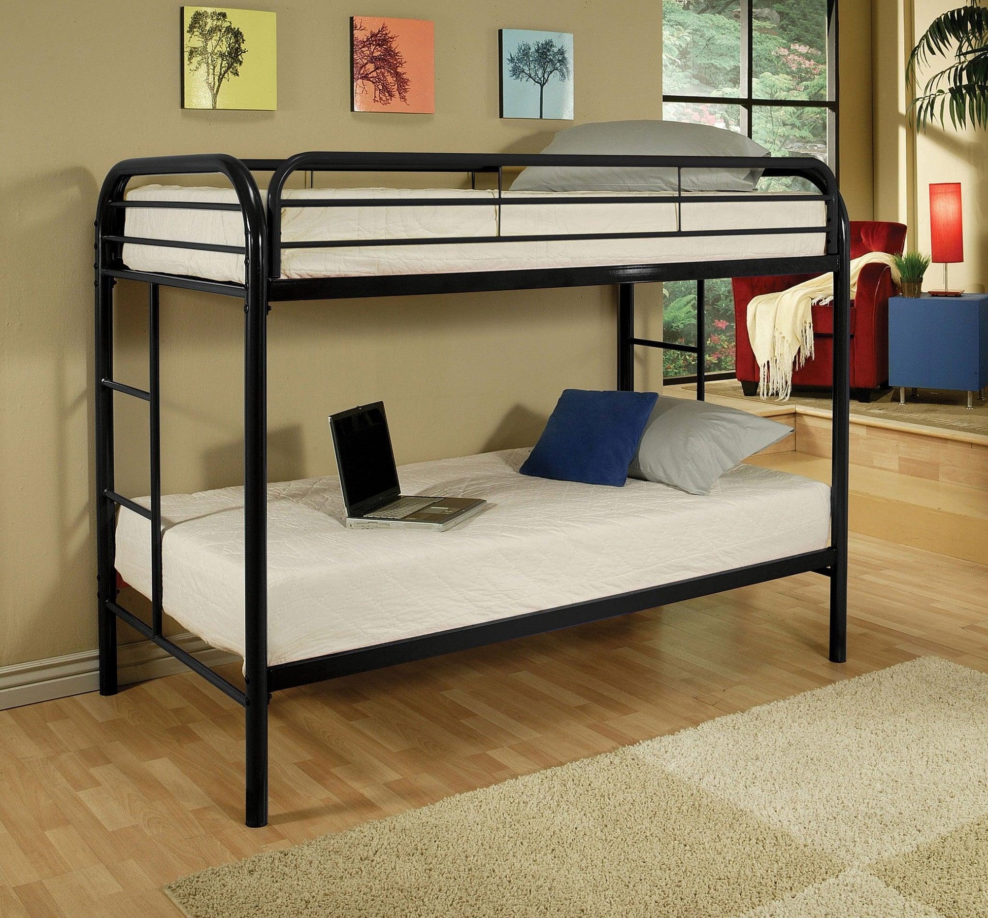 Black Twin Contemporary Metal Bunk Bed - FurniFindUSA