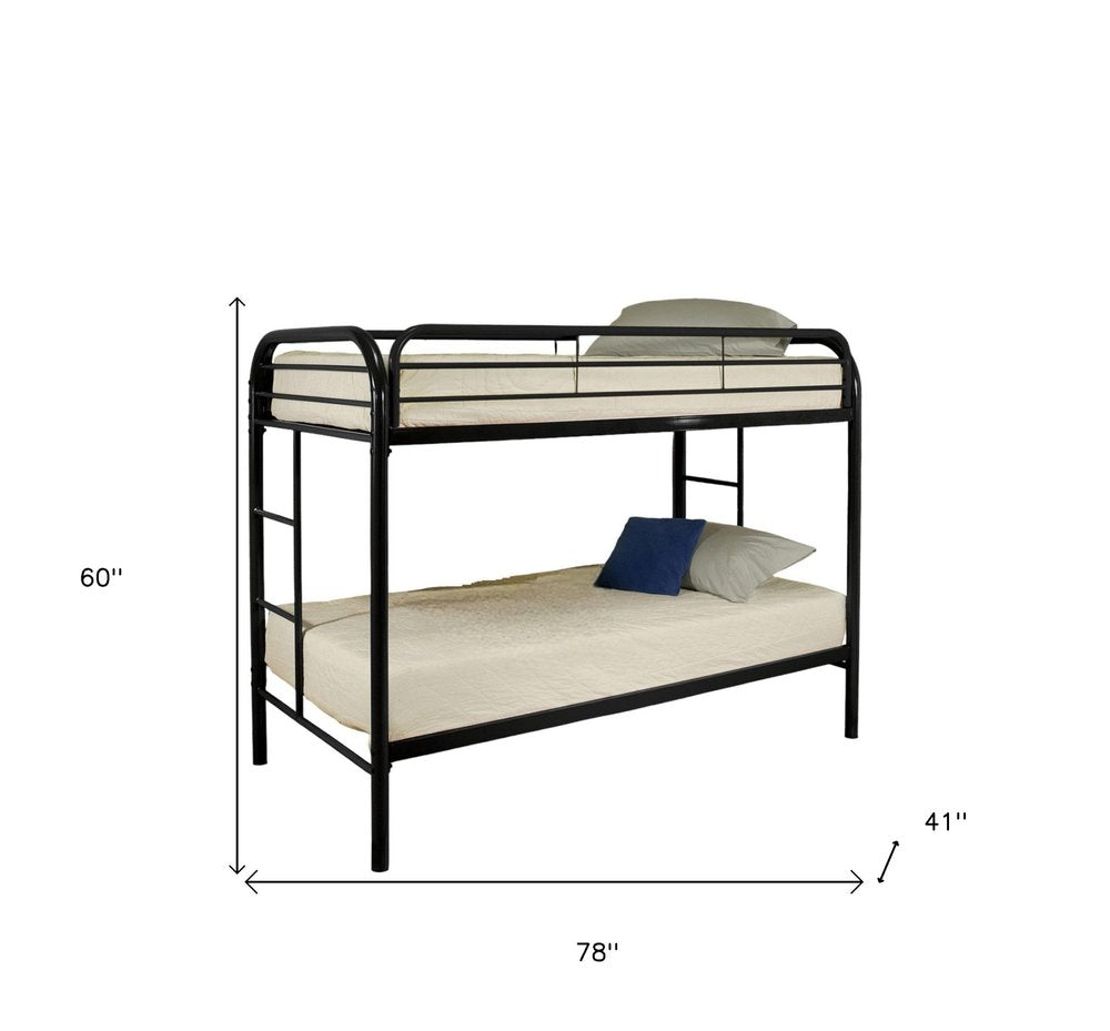 Black Twin Over Twin Metal Bunk Bed HomeRoots