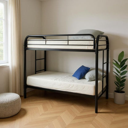 Black Twin Over Twin Metal Bunk Bed HomeRoots