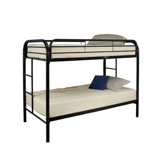 Black Twin Over Twin Metal Bunk Bed HomeRoots