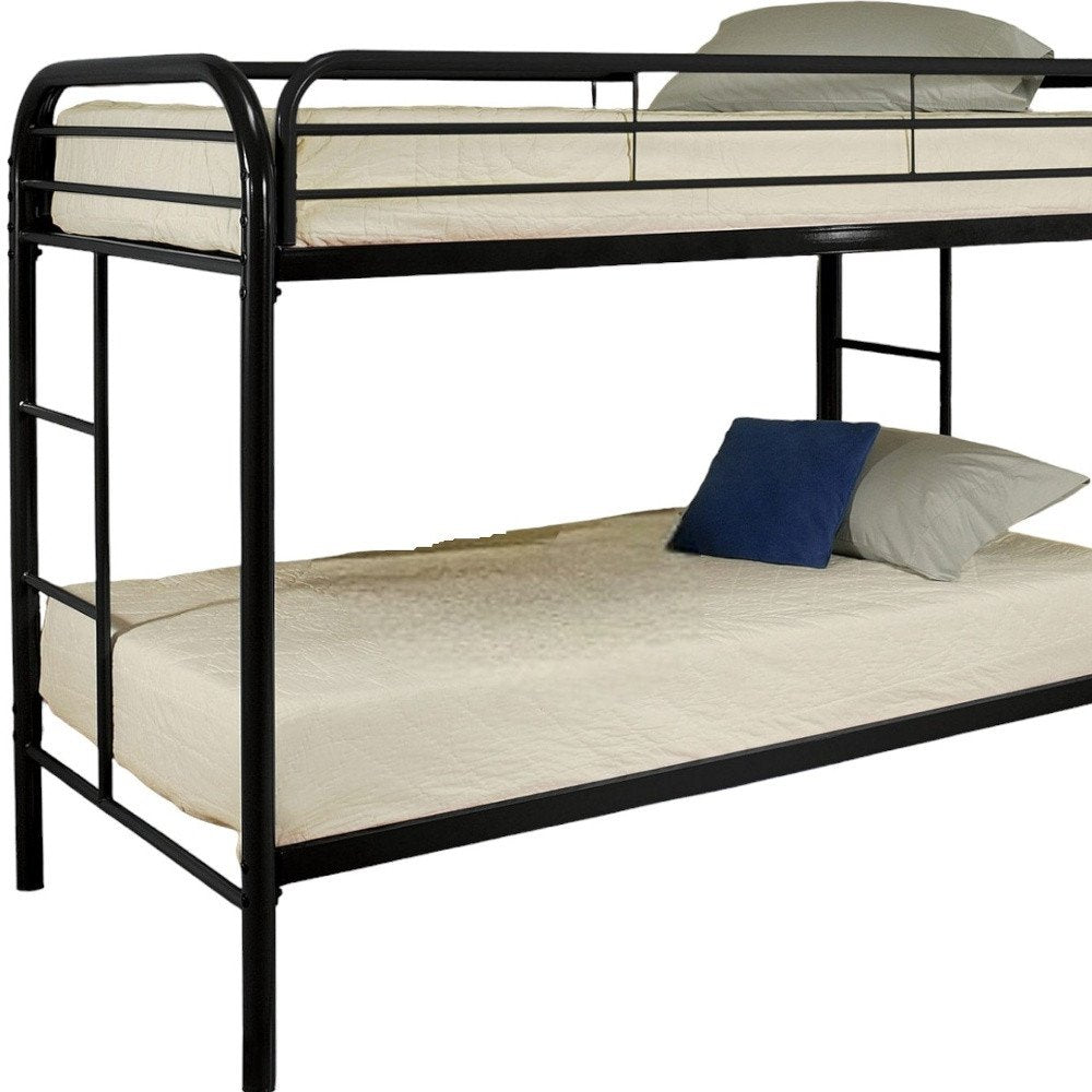 Black Twin Over Twin Metal Bunk Bed HomeRoots