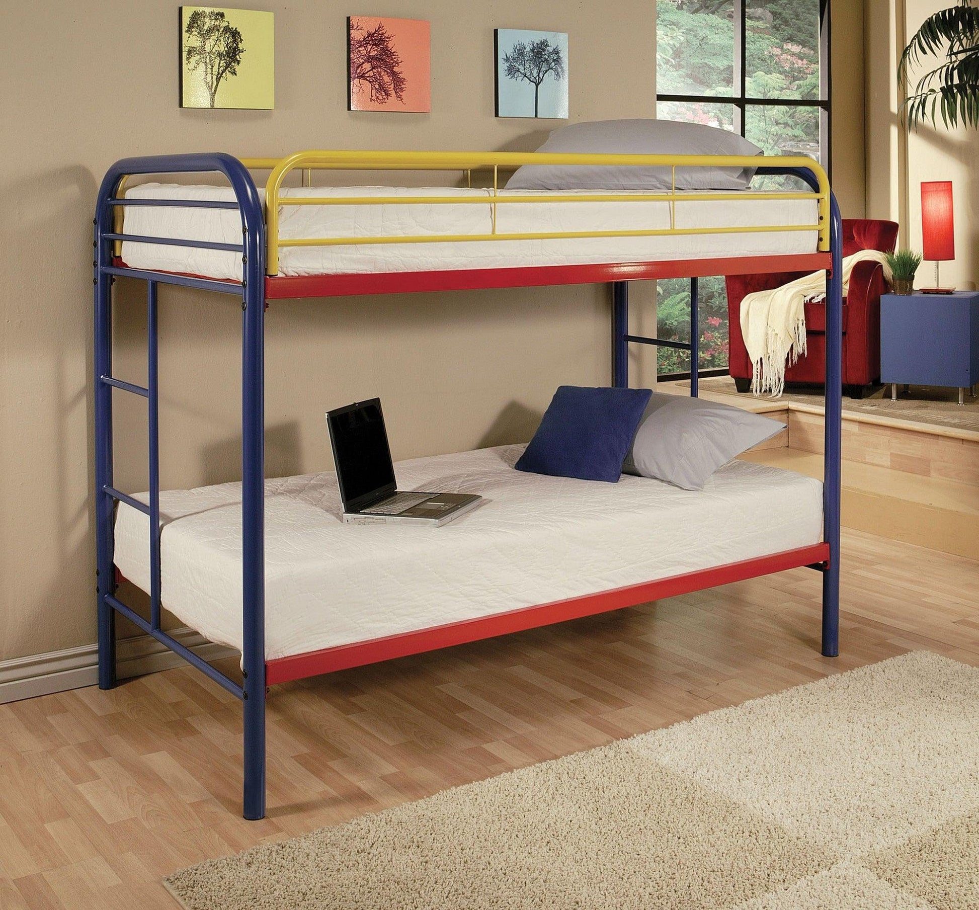 Black Twin Contemporary Metal Bunk Bed - FurniFindUSA