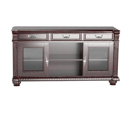 65" Dark Brown Solid Wood Enclosed and Open Storage TV Stand HomeRoots