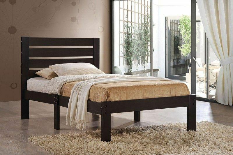 Popular Espresso Queen Size Slat Wood Bed - FurniFindUSA