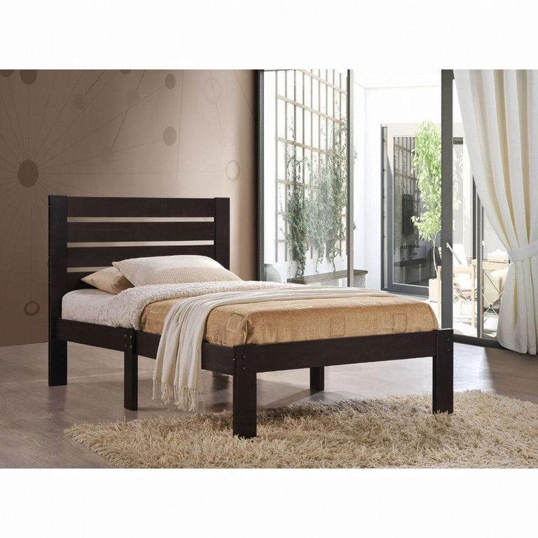 Popular Espresso Queen Size Slat Wood Bed - FurniFindUSA