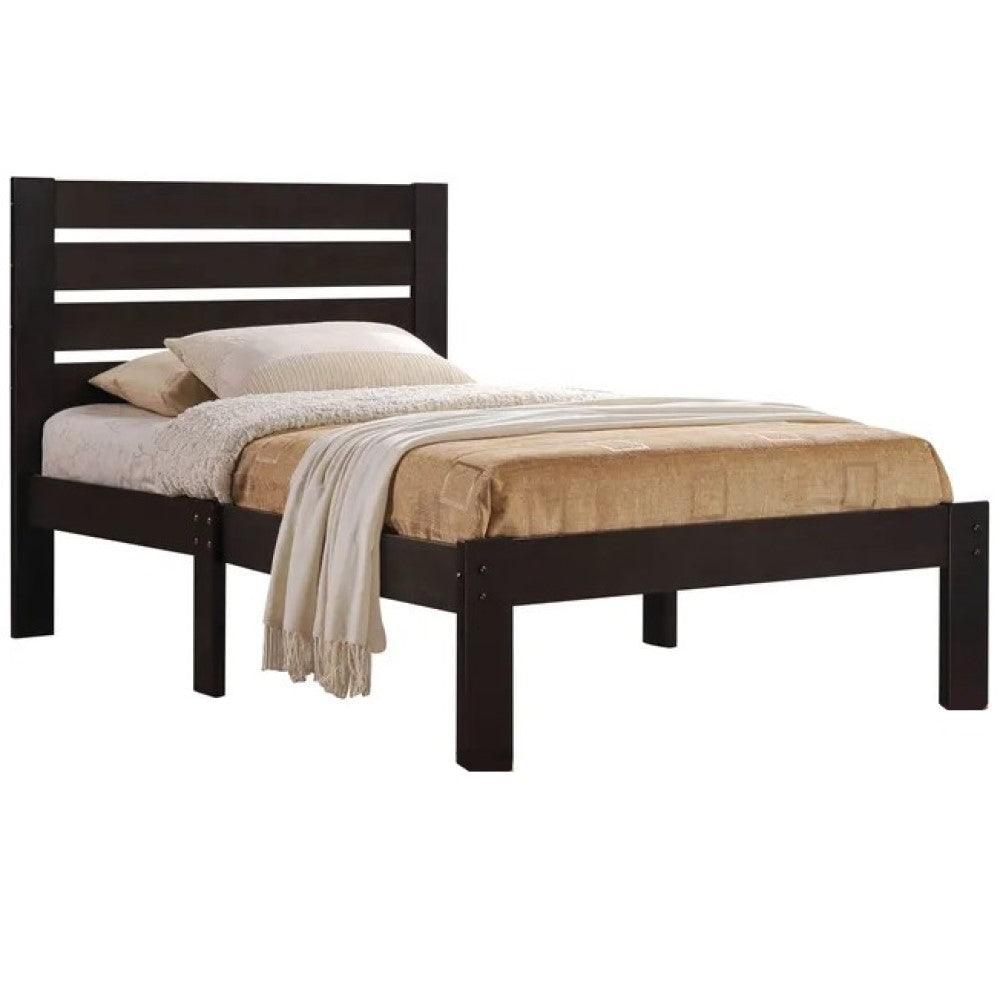 Popular Espresso Queen Size Slat Wood Bed - FurniFindUSA