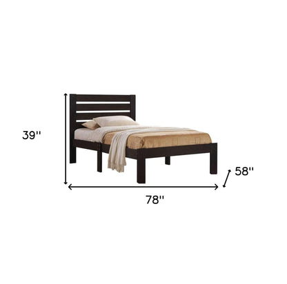 Popular Espresso Queen Size Slat Wood Bed - FurniFindUSA