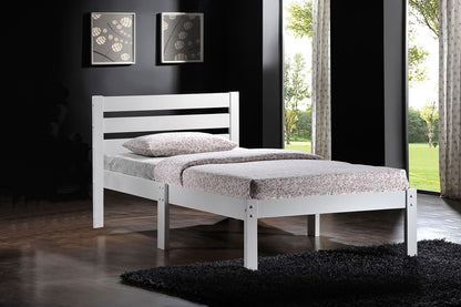 Solid Wood Twin Tufted White Bed