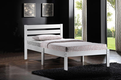 Solid Wood Twin Tufted White Bed - FurniFindUSA