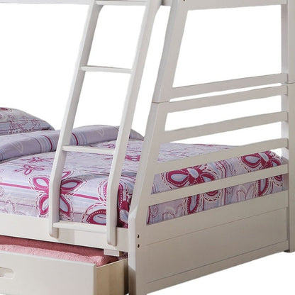 White Twin Over Full Wood Bunk Bed With Storage HomeRoots
