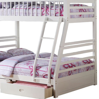 White Twin Over Full Wood Bunk Bed With Storage HomeRoots