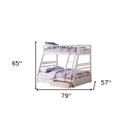 White Twin Over Full Wood Bunk Bed With Storage HomeRoots