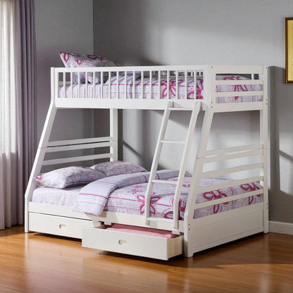 White Twin Over Full Wood Bunk Bed With Storage HomeRoots