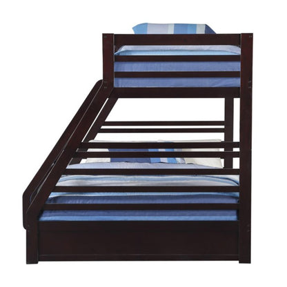Espresso Twin Over Queen Solid Wood Bunk Bed With Storage HomeRoots