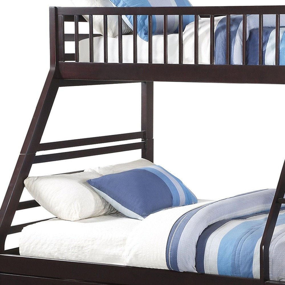 Espresso Twin Over Queen Solid Wood Bunk Bed With Storage — view 4