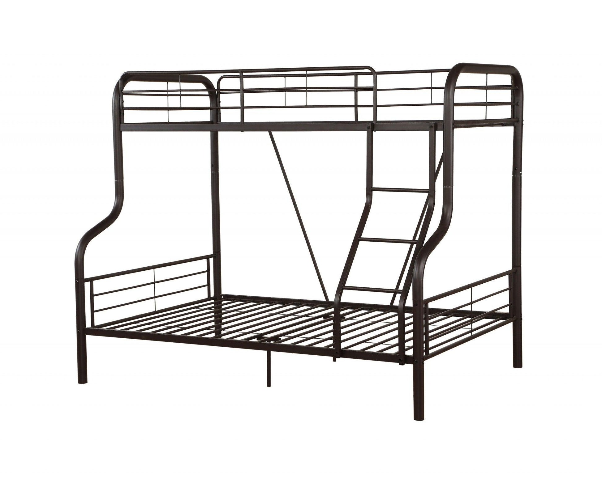 79" X 57" X 63" Twin Over Full Sandy Black Metal Tube Bunk Bed - FurniFindUSA