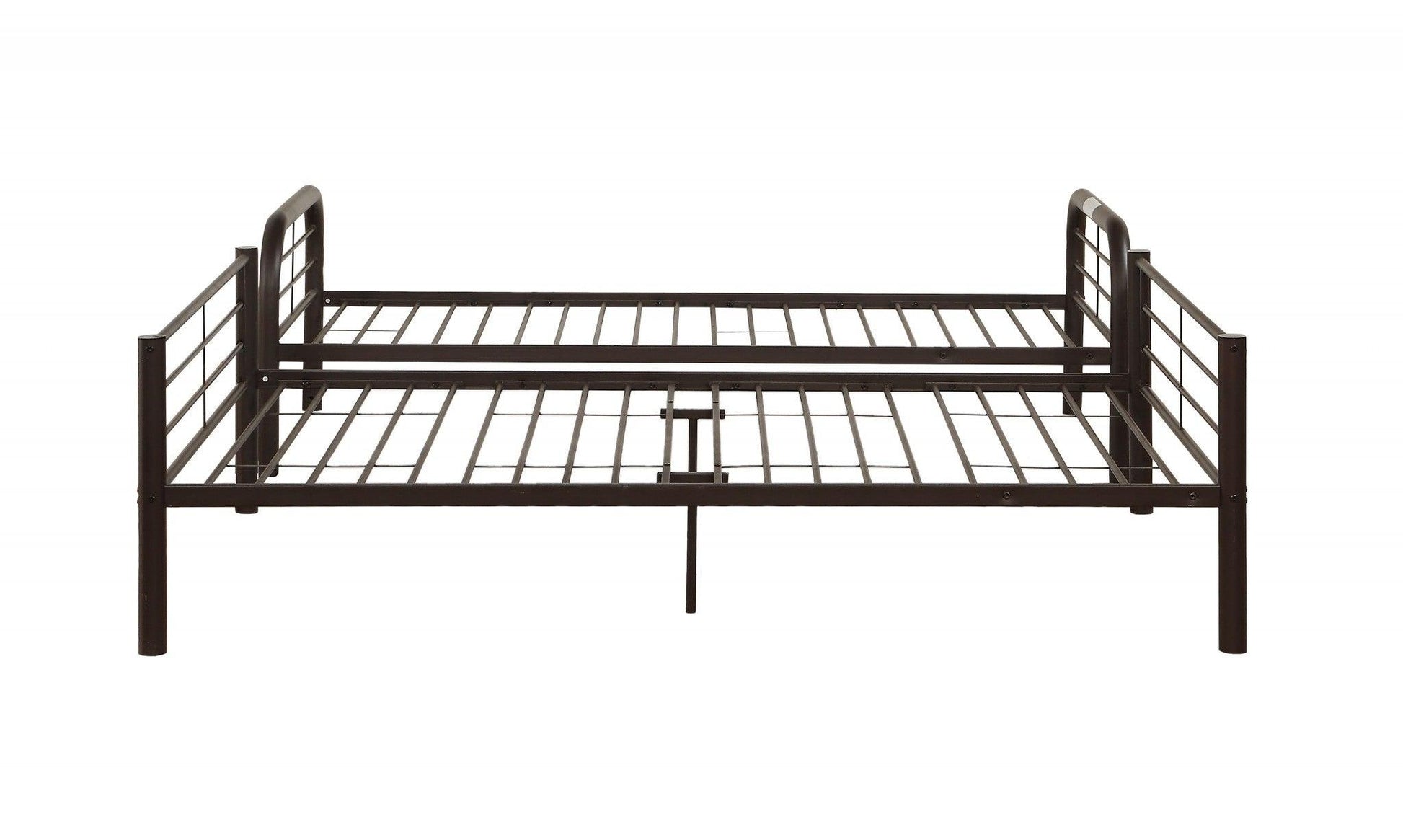 79" X 57" X 63" Twin Over Full Sandy Black Metal Tube Bunk Bed - FurniFindUSA