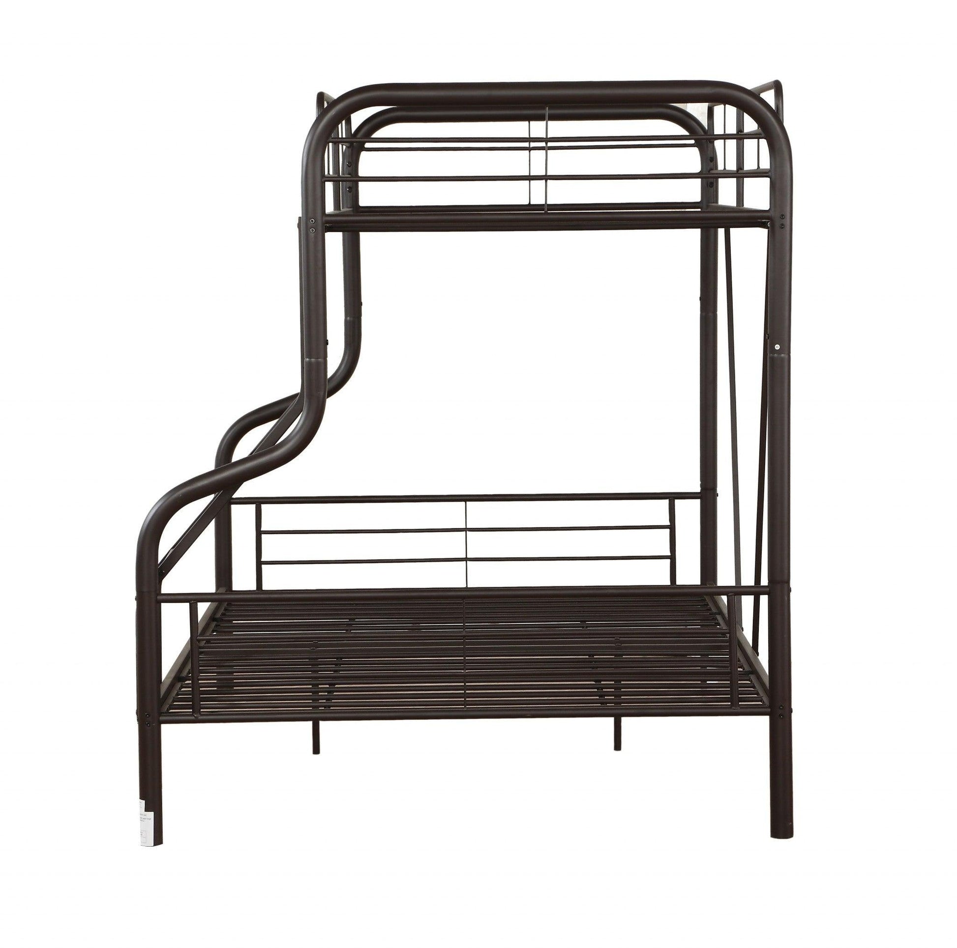 79" X 57" X 63" Twin Over Full Sandy Black Metal Tube Bunk Bed - FurniFindUSA