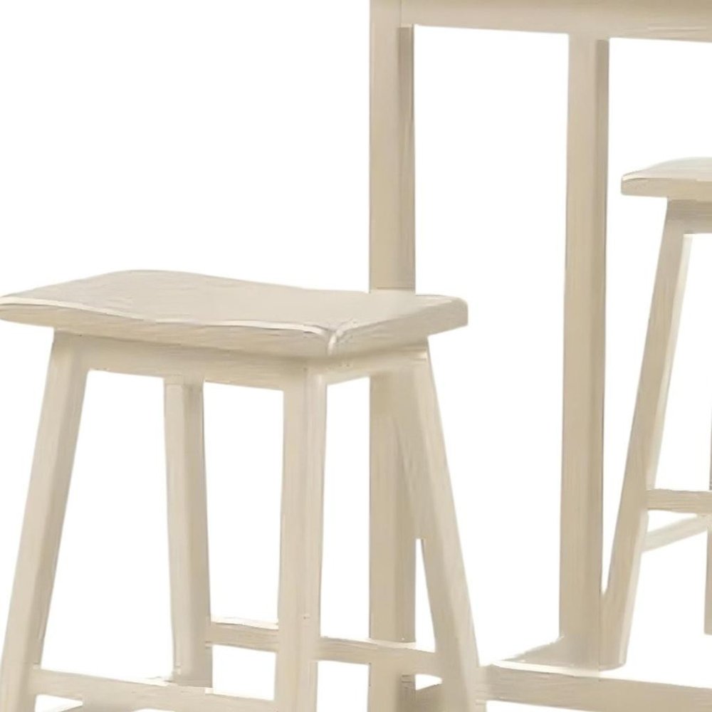 Three Piece Cream Solid Wood Counter Height Bar Table Set HomeRoots