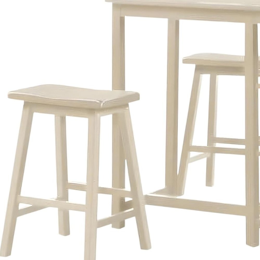 Three Piece Cream Solid Wood Counter Height Bar Table Set HomeRoots