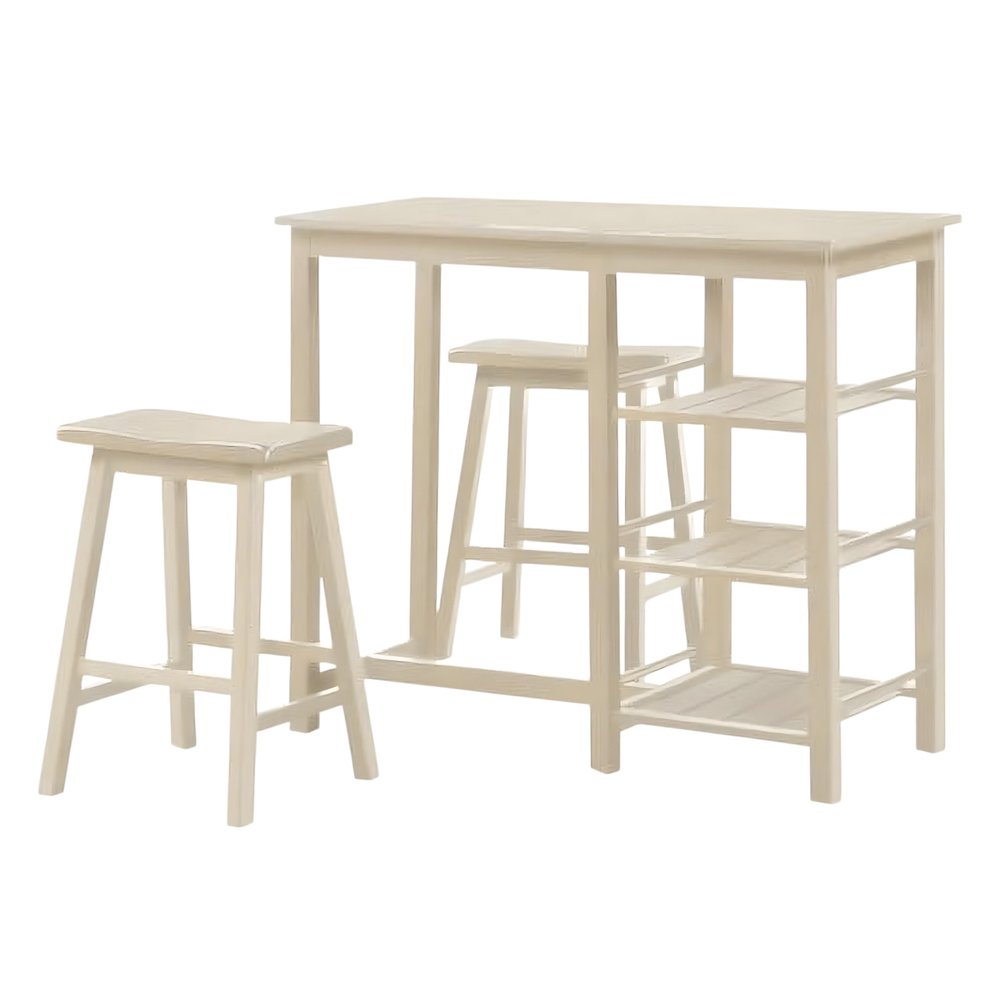 Three Piece Cream Solid Wood Counter Height Bar Table Set HomeRoots