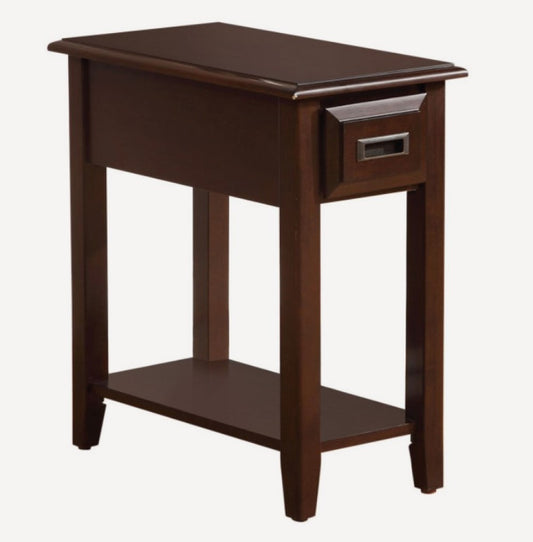 23" Brown Solid Wood End Table With Drawer And Shelf